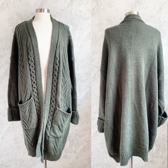 olive green chunky cardigan